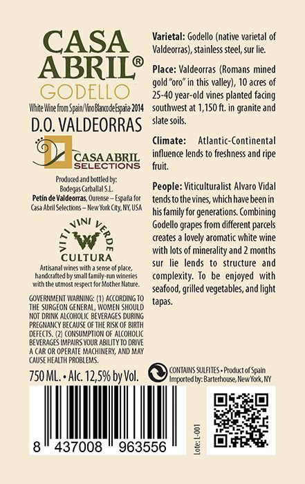 Casa Abril Vino Godello label